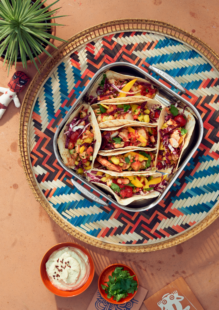 Koriander-Limetten-Garnelen-Tacos mit Mango-Salsa